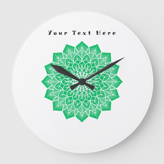 Wandklok Aangepaste Tekst hier Tekst Groen Afbeeld (Voorkant)
