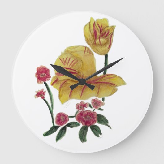 Wandklok Aquarel Bloemendesign (Voorkant)