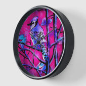 Wandklok blauw Jay grillig Abstract roze (Hoek)