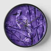 Wandklok Blauw Jay Whimsical Abstract (Voorkant)