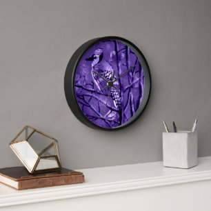 Wandklok Blauw Jay Whimsical Abstract