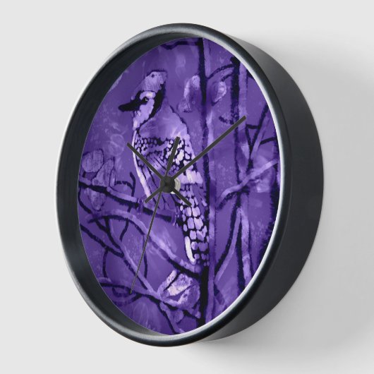 Wandklok Blauw Jay Whimsical Abstract (Hoek)