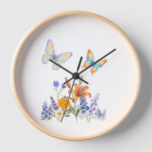 Wandklok Bloemen & Vlinders – Elegante Decoratie