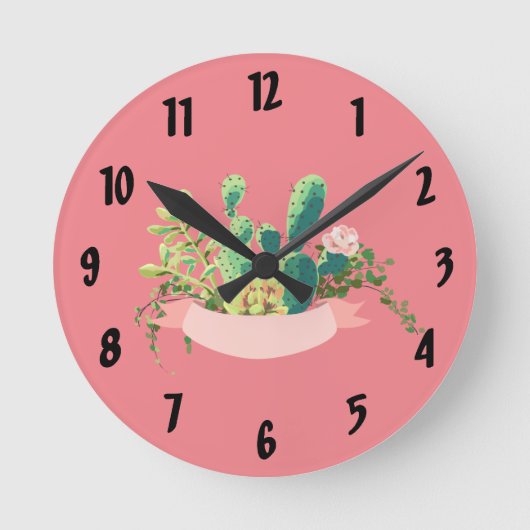 Wandklok Bohemian Cactus Succulenten Dessert Cact (Voorkant)