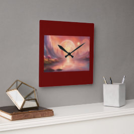 Wandklok Bourgondische kleur, Abstract