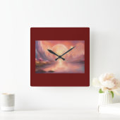 Wandklok Bourgondische kleur, Abstract (Huis)