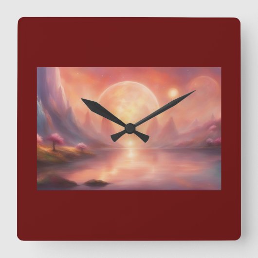 Wandklok Bourgondische kleur, Abstract (Voorkant)