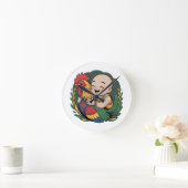 Wandklok | Chloe Baby knuffelt de haan (Huis)