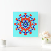 Wandklok, een elegant meerkleurig klassiek ontwerp vierkante klok (Huis)