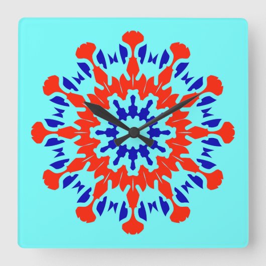 Wandklok, een elegant meerkleurig klassiek ontwerp vierkante klok (Voorkant)