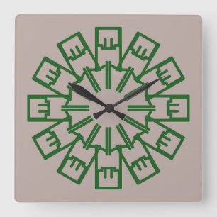 Wandklok, een elegant meerkleurig klassiek ontwerp vierkante klok