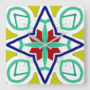 Wandklok, een kleurrijke klassieke design vierkant vierkante klok