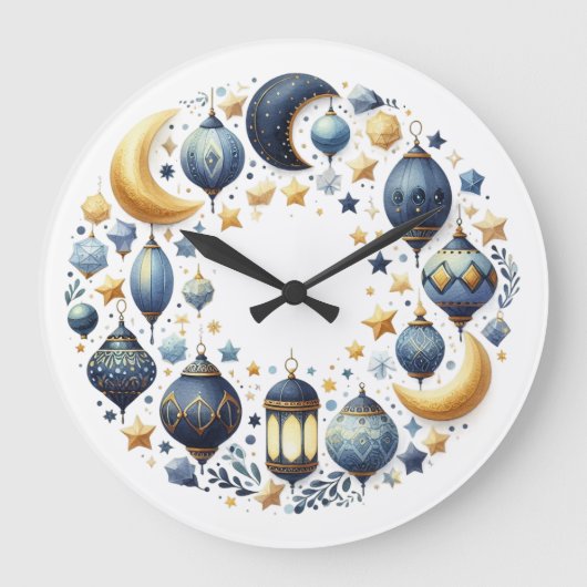 Wandklok-Eid Mubarak Krans Wandklok (Voorkant)