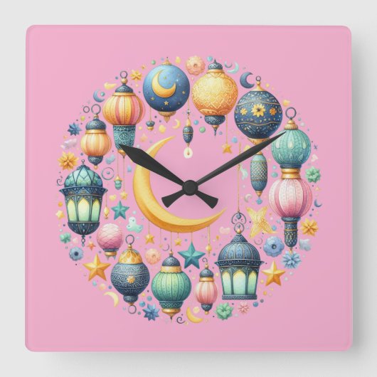 Wandklok-Eid Mubarak Krans Wandklok (Voorkant)