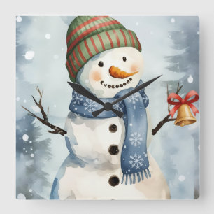 Wandklok “Feestelijke Sneeuwman met Bel – Knus Chr