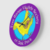 Wandklok Free Range Ukulele Society Logo (Hoek)