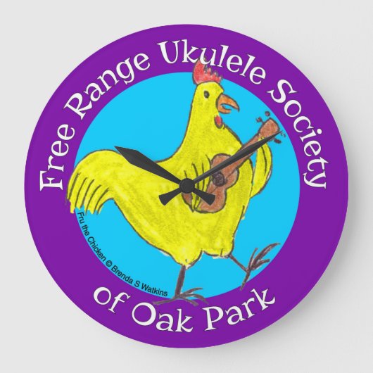 Wandklok Free Range Ukulele Society Logo (Voorkant)