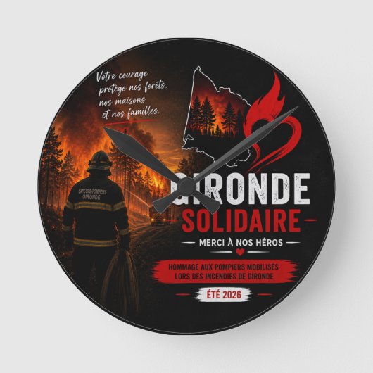 Wandklok - "Gironde Solidaire 2026" (Voorkant)