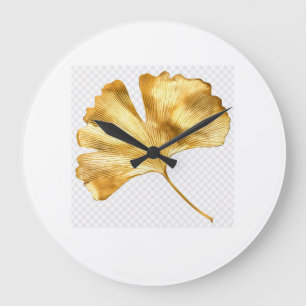 Wandklok Gouden Blad – Botanisch Ontwerp 