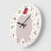 Wandklok Hond, Pommerse Hond Santa Hoed (Hoek)