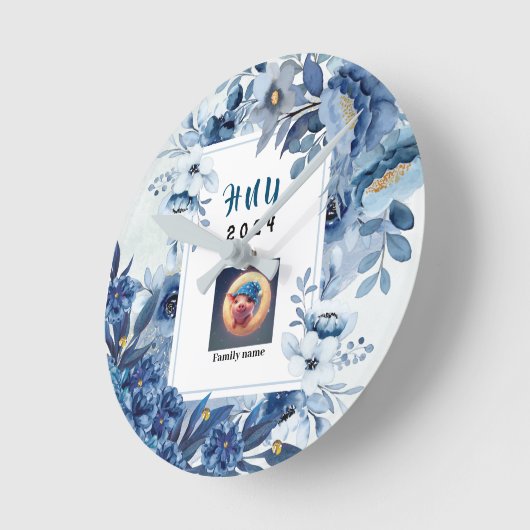 WANDKLOK IN BLAUW EN WIT (Hoek)