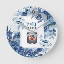 WANDKLOK IN BLAUW EN WIT