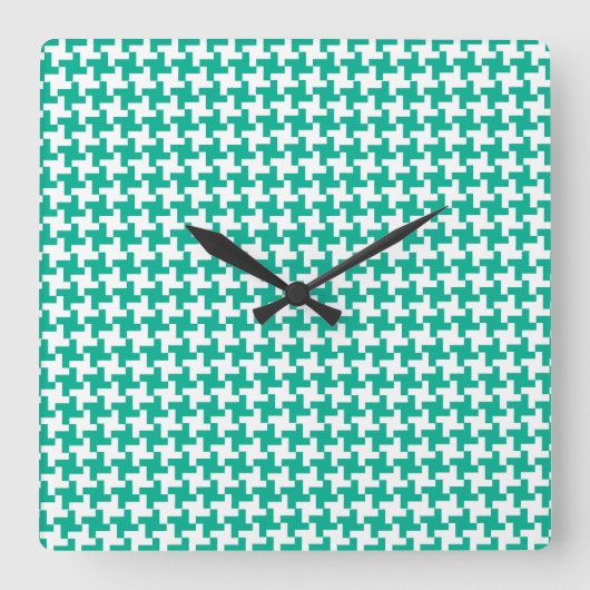Wandklok in Emerald Green Dogtooth Check (Voorkant)