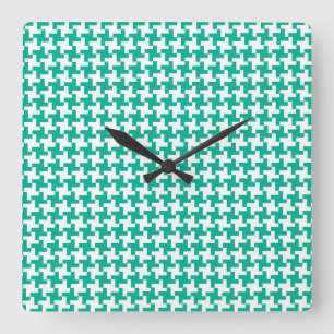 Wandklok in Emerald Green Dogtooth Check