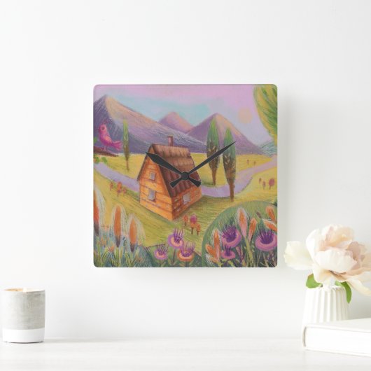 wandklok in het landschap (Huis)