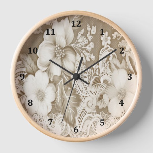 Wandklok in  kant Beige (Voorkant)