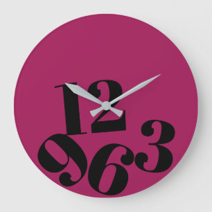 Wandklok - in roze grote getallen gevallen