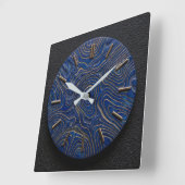 Wandklok Lapis Lazuli + Goud Design Stijl Wijzerpl (Hoek)