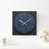 Wandklok Lapis Lazuli + Goud Design Stijl Wijzerpl (Huis)