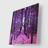 Wandklok Magisch Woud Paars Roze (Hoek)