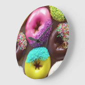 Wandklok - Meerkleurige donuts (Hoek)