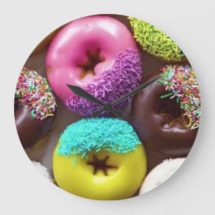 Wandklok - Meerkleurige donuts