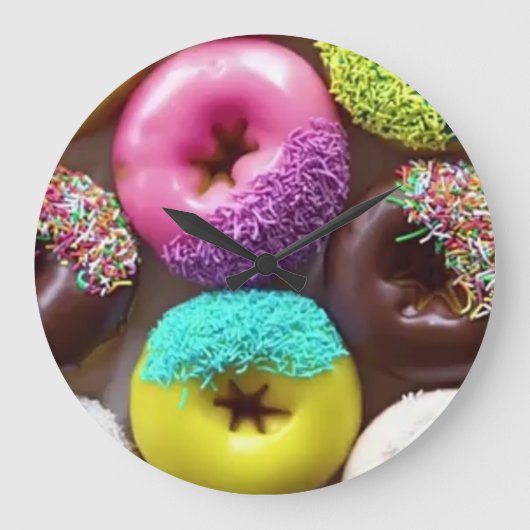 Wandklok - Meerkleurige donuts (Voorkant)