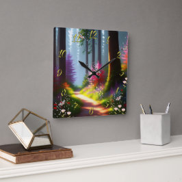 Wandklok met A1-ontwerp voor bos en bloemen