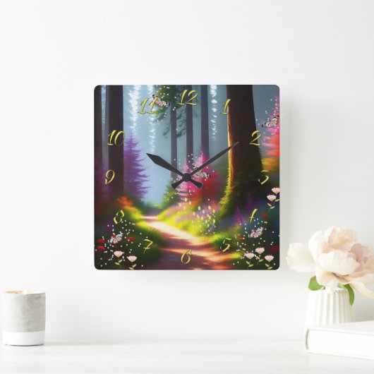 Wandklok met A1-ontwerp voor bos en bloemen (Huis)