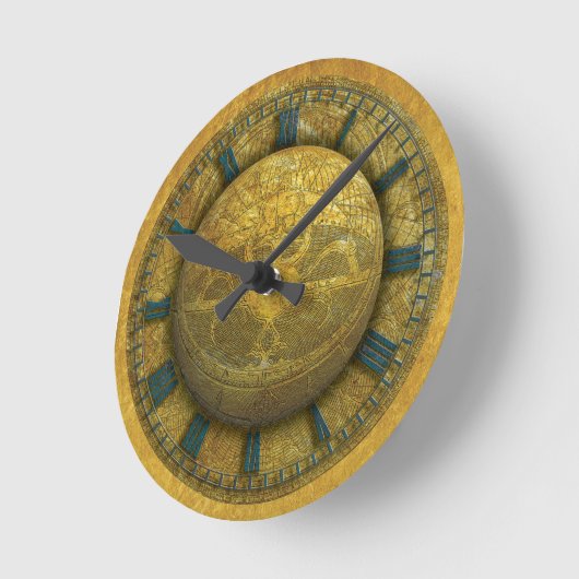 Wandklok met Astrolab en Gold Texture (Hoek)