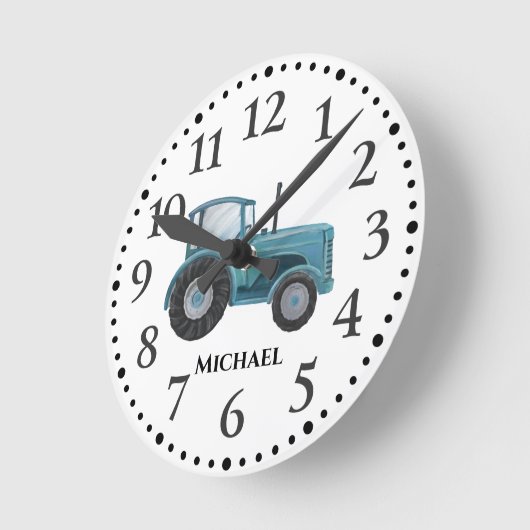  wandklok met blauw Waterverf tractor (Hoek)