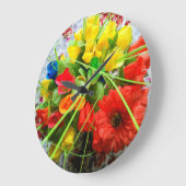 Wandklok met bloemen achtergrond (Hoek)