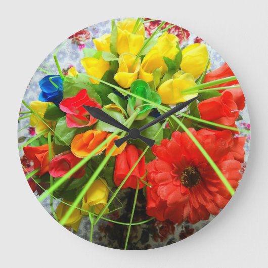 Wandklok met bloemen achtergrond (Voorkant)