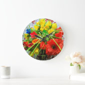 Wandklok met bloemen achtergrond (Huis)