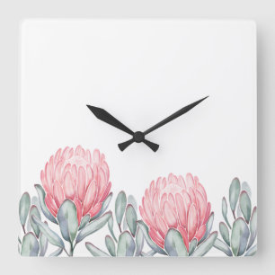 Wandklok met charmante, delicate bloemen.