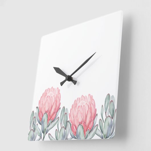 Wandklok met charmante, delicate bloemen. (Hoek)