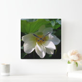 Wandklok met delicate witte Lotus Flower (Huis)