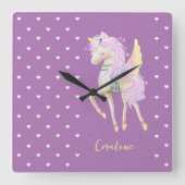 Wandklok met een schattig afbeelding van een eenho (Voorkant)