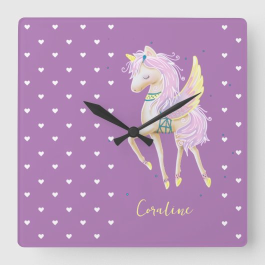 Wandklok met een schattig afbeelding van een eenho (Voorkant)