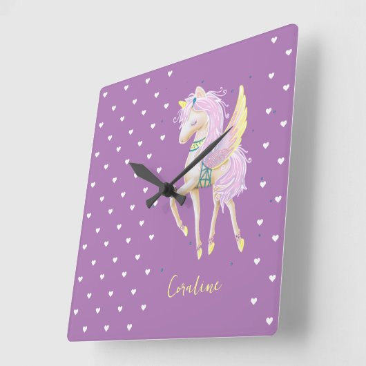 Wandklok met een schattig afbeelding van een eenho (Hoek)